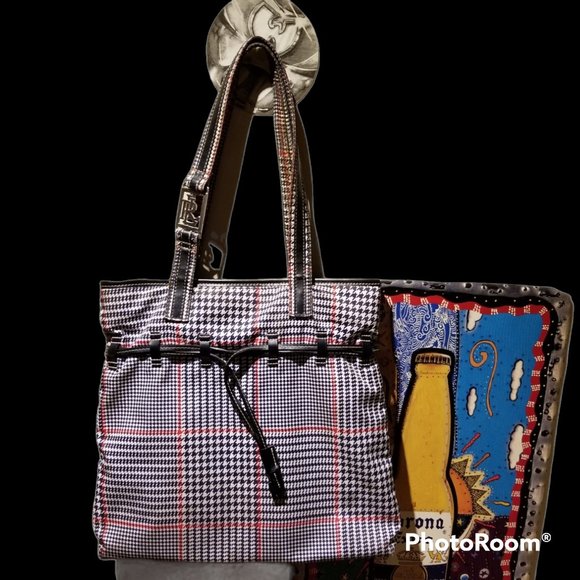 Lauren Ralph Lauren Handbags - LAUREN RALPH LAUREN Houndstooth Tote (12" X 13")